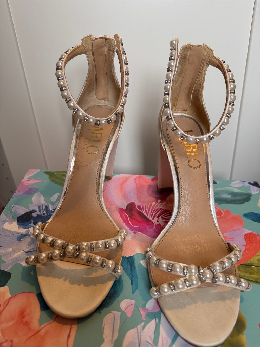 Harlo Off White Satin Pearl Size 8 Wedding Shoes